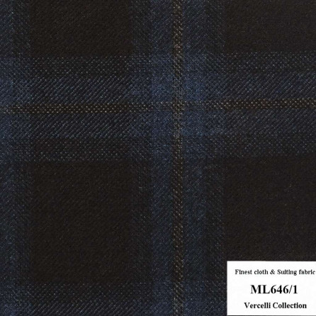 ML646/1 Vercelli CXM - Vải Suit 95% Wool - Xanh Dương Caro